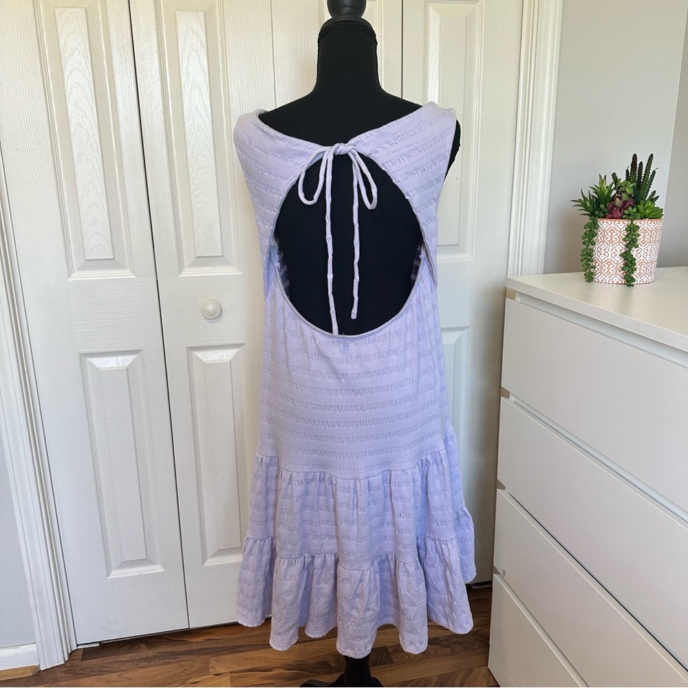 Anthropologie Lavender Open-Back Tiered Mini Dress Size M - Picture 4 of 13